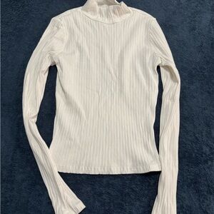 Fashion Nova Cream Ribbed Long Sleeve Top